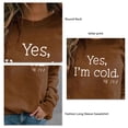 thumbnail image 5 of Sudadera de manga larga con estampado de letras y cuello redondo para mujer, color caqui, XXL, 5 of 5