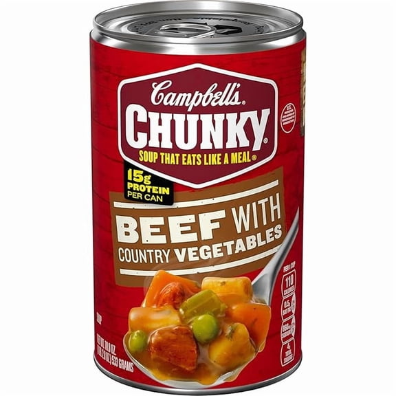 Campbell’s Chunky Soup, Beef Soup with Country Vegetables, 18.8 Oz Can