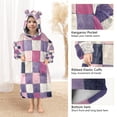 thumbnail image 3 of FORMRS Wearable Blanket Hoodie with Sleeves for Kids Cozy Flannel Sweatshirt, Pink and Purple Plaid Pattern, 3 of 7