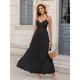 thumbnail image 4 of Vestido largo HTZMO para mujer, estampado floral, cuello en V, 2025, negro, 4 of 7