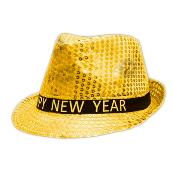 Blinkee 399545 Light Up LED Happy New Year Fedora, Gold