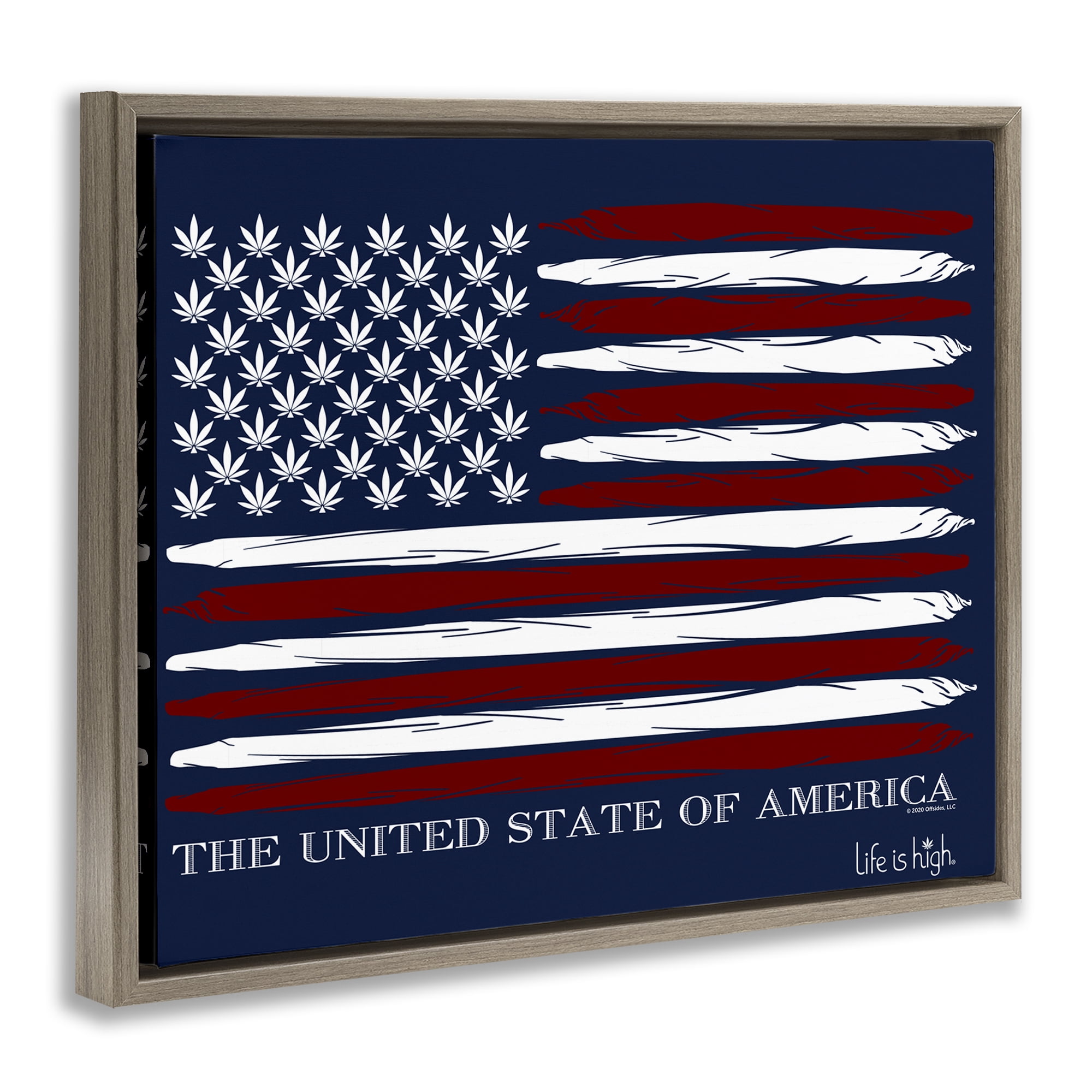 Stupell Industries Herb America Flag Novelty & Humor Painting Brown Floater Framed Canvas Art Print Wall Art, 21 x 17