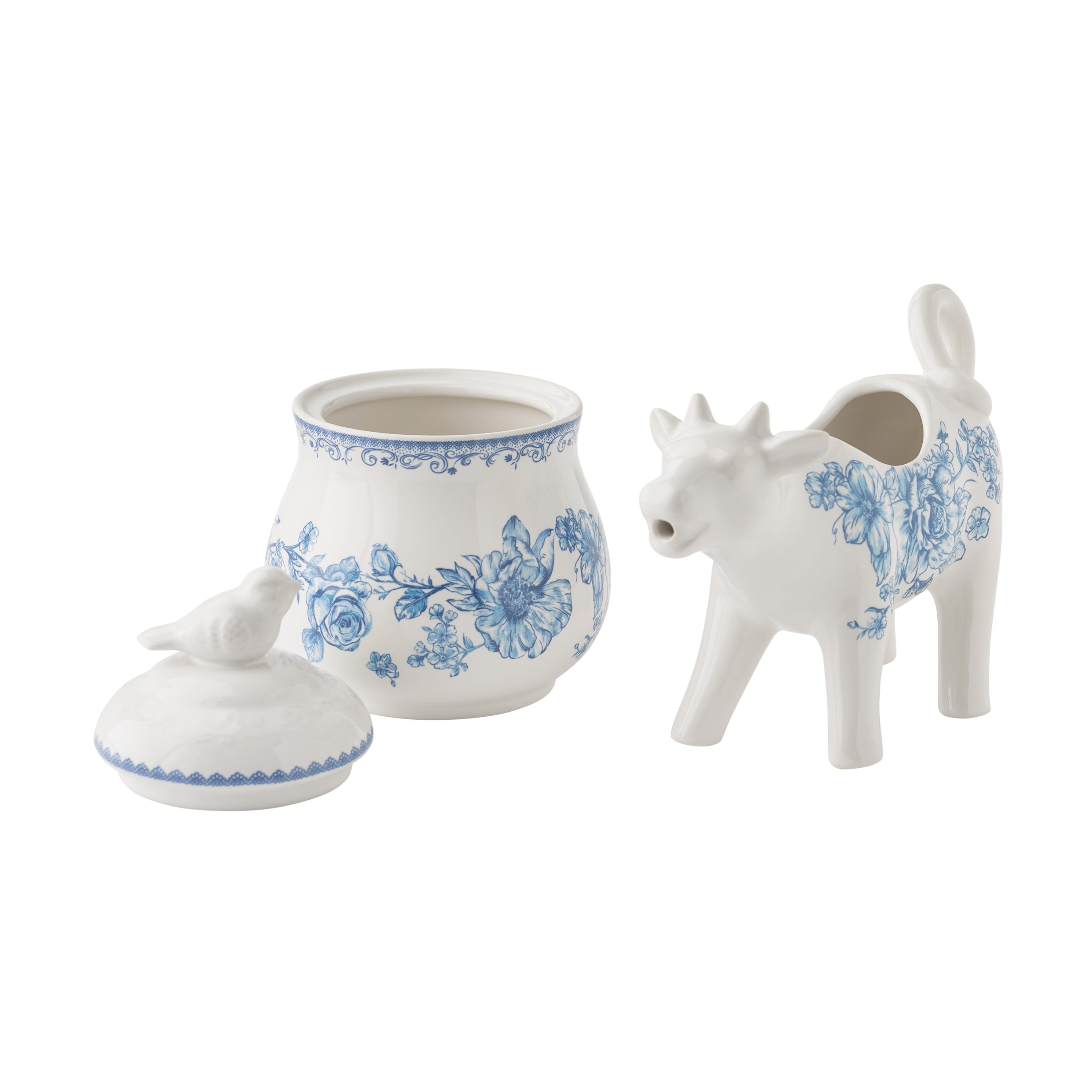 The Pioneer Woman Agatha Stoneware Sugar Bowl and Creamer Set, Blue