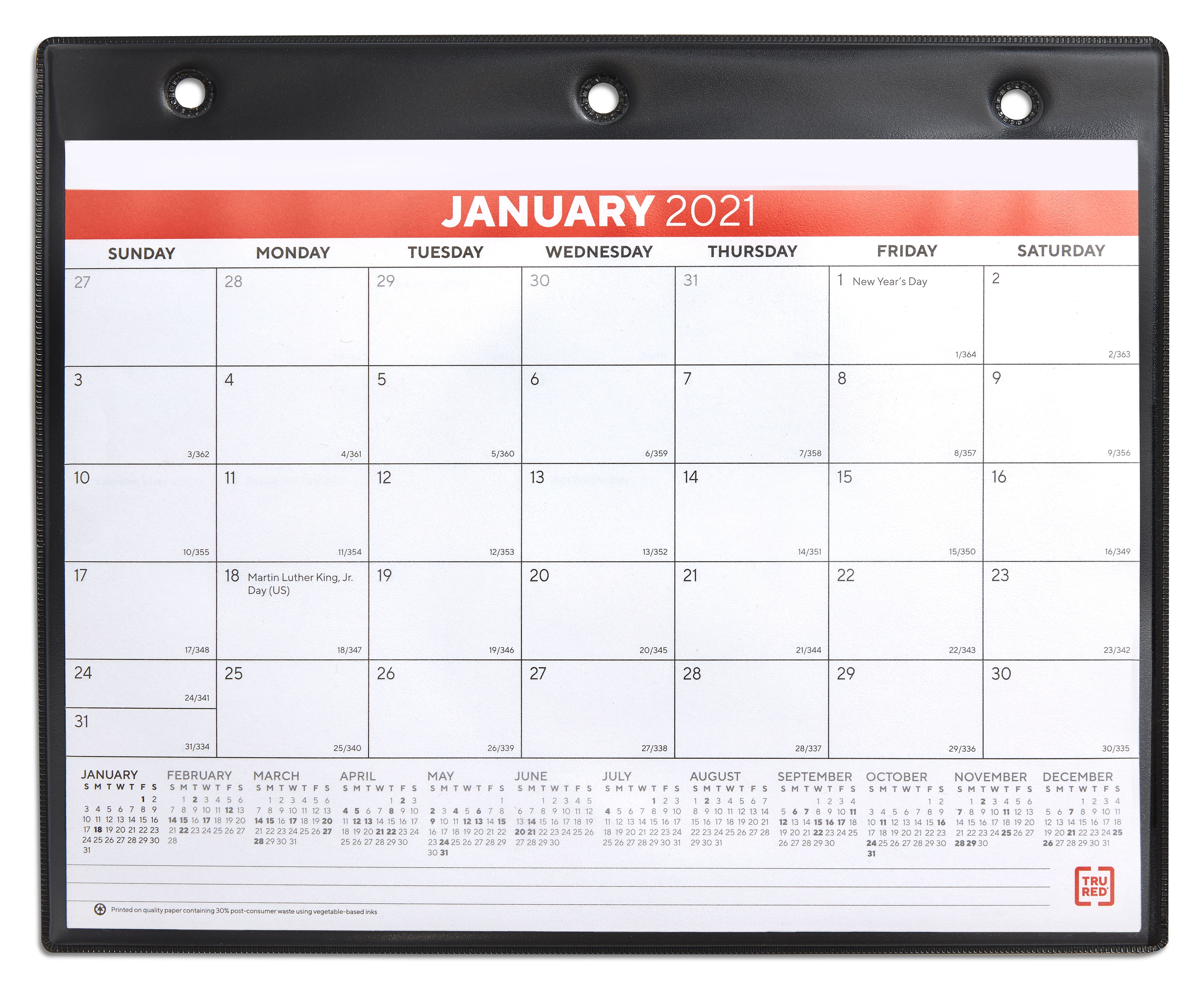 Blue Sky 2021 TRU RED 8 x 11 Desk/Wall Calendar White/Red/Black