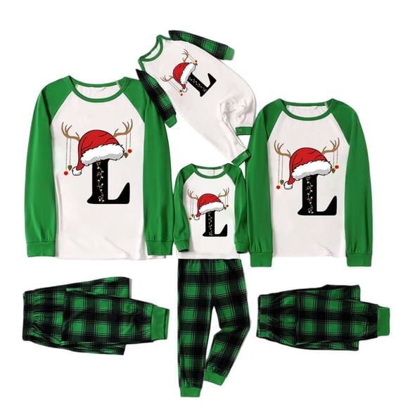 Tenue de Maman de Noël Assortie pour la Famille, Pyjama Parent-Enfant à Lettres de Noël