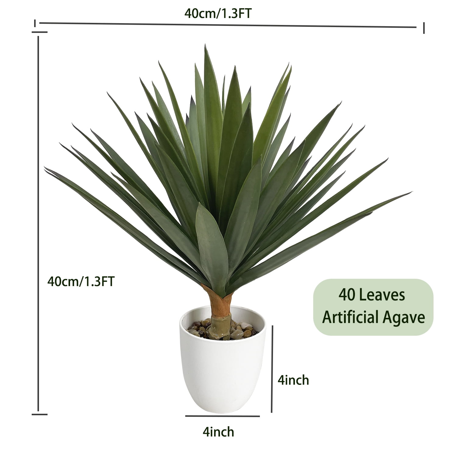 2-Pack Artificial Yucca Potted Plants, Faux Agave Succulent Plants for Home Office Living Room Decor, Low Maintenance Fake Plants in White Pots