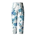 thumbnail image 3 of up to 60% off Gifts Usmixi Womens Elastic Waist Pants Fashion Cotton Linen Daisy Print Plus Size Trousers Loose Irregular Straight Leisure Long Pants with Pocket Sky Blue m, 3 of 4
