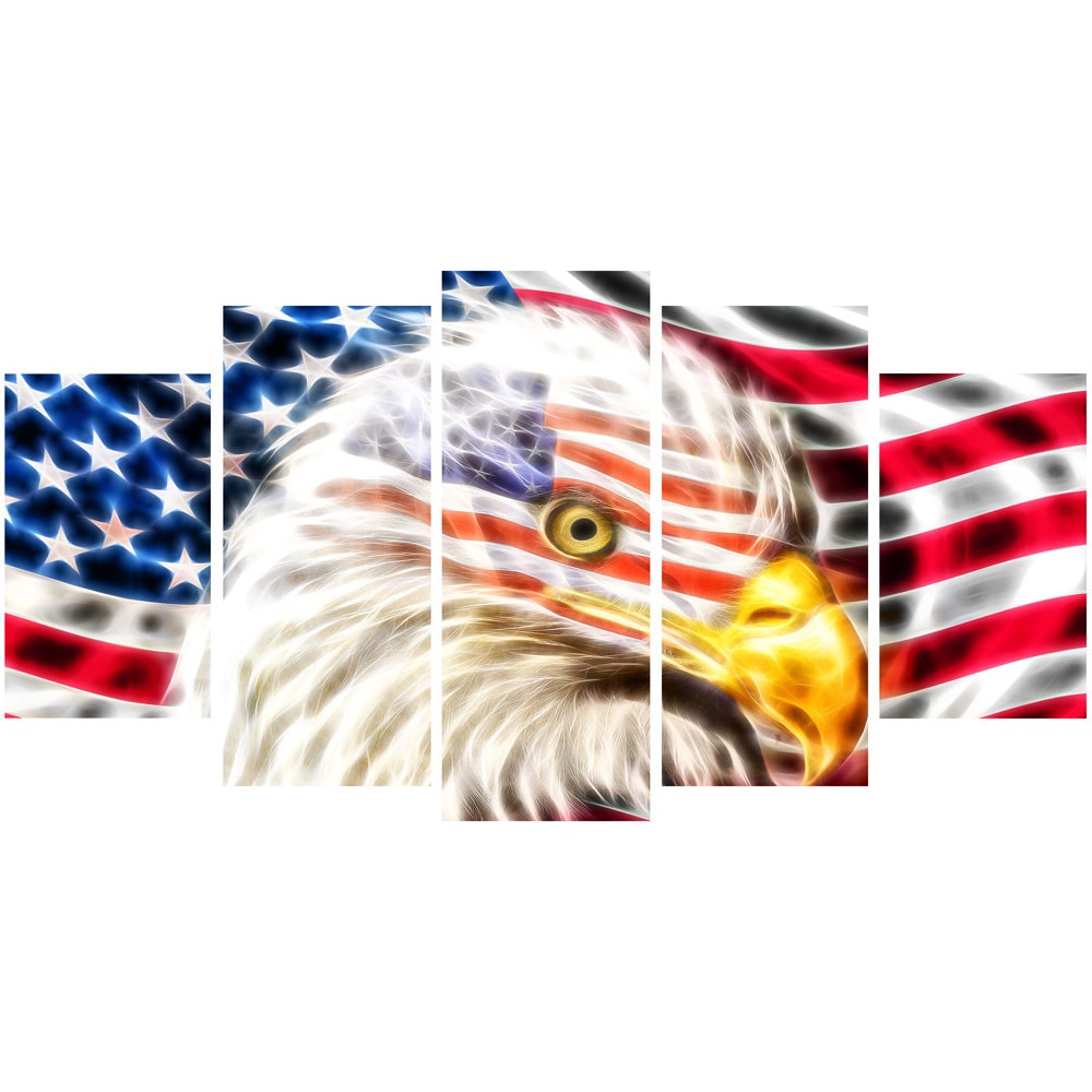 DESIGN ART Land of the Free" Canvas Wall Art 32 in. wide x 16 in. high