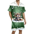 thumbnail image 3 of XDZJLR Mens Christmas Pajama Xmas Printed Silk Satin Short Sleeved Button Up Pajamas Set Pjs Loungewear Light Green Xxxl, 3 of 4