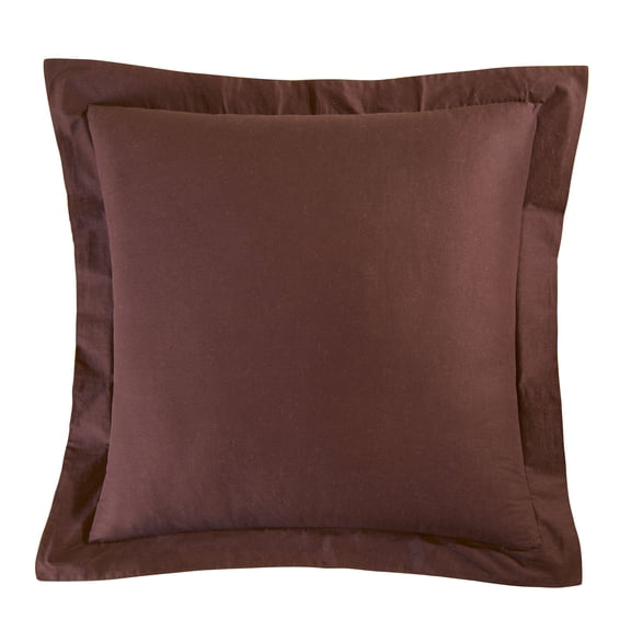 26" x 26" Brown Cotton Euro Sham - Machine Washable