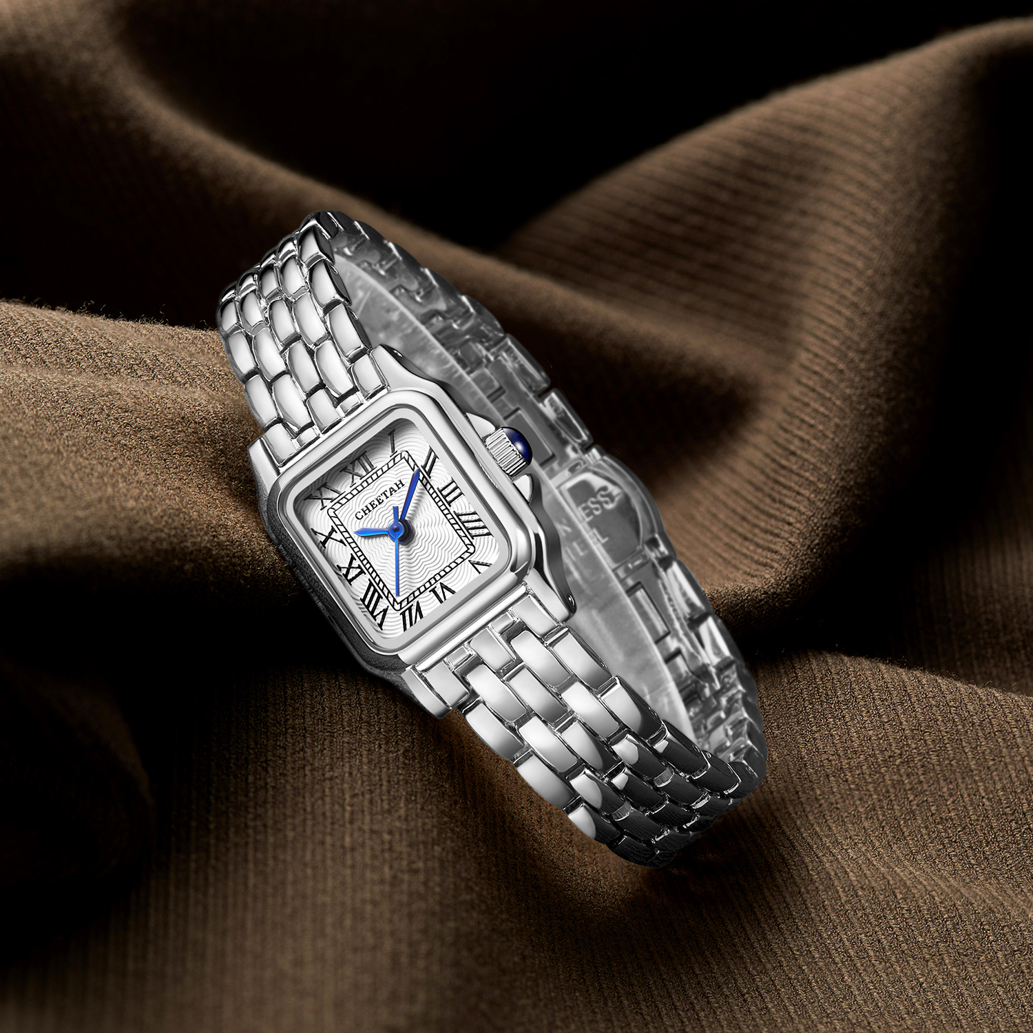 CHEETAH Watches for Women with Small Vintage Bracelet, Rectangular Case Roman Dial