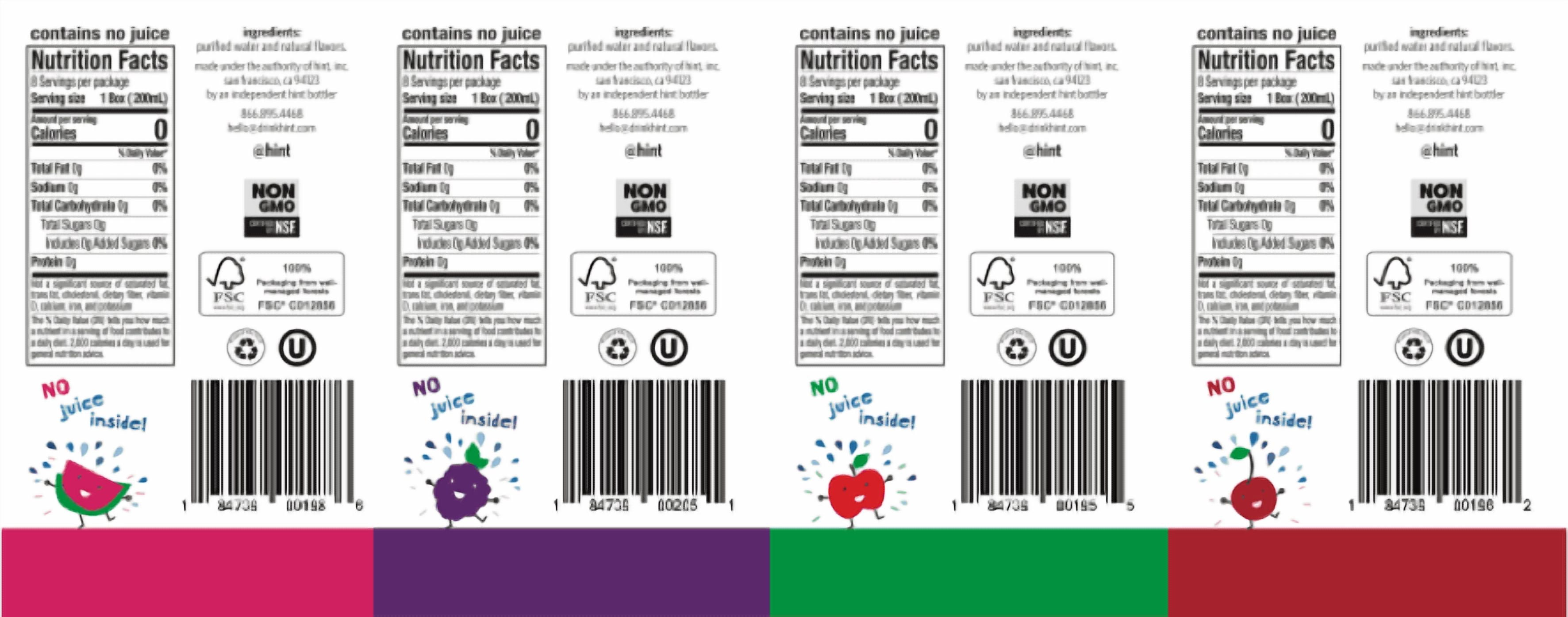 Hint Kids Water Variety, (Pack of 32) 6.75 Fl Oz, 8 Boxes Each of: Watermelon, Cherry, Blackberry, Apple, Zero Sugar, Zero Calories, Zero Sweeteners, Zero Preservatives, Zero Artificial Flavors