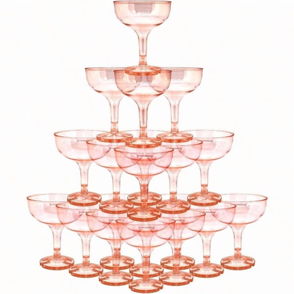 50 Pcs Plastic Champagne Coupe Glasses for Parties 5 oz Disposable Champagne Glasses Unbreakable Acrylic Martini Glasses Red