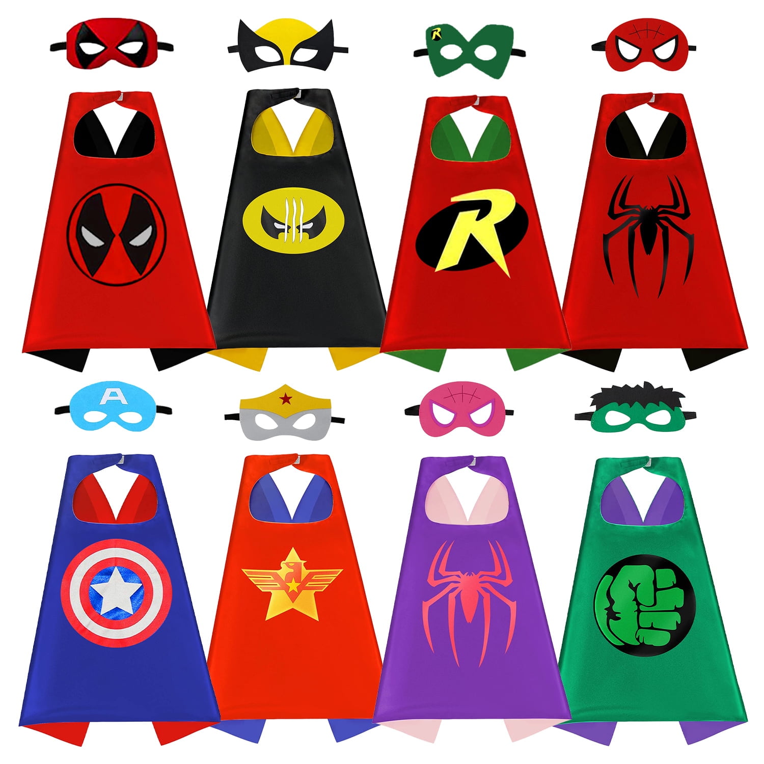 HERO WOW Reversible Satin Capes and Masks,Set of 4 Best Kid's Superhero