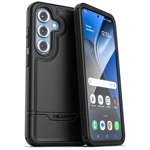 Encased Rebel Armor for Samsung Galaxy S25 Case, Compatible with MagSafe (2025) Protective Phone Case (Black)