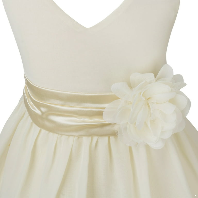 Alvivi Kids Flower Girls Elegant Sleeveless V-Neck Wedding Bridesmaid  Flower Dress Formal Ball Gown Cream 14 - Walmart.com