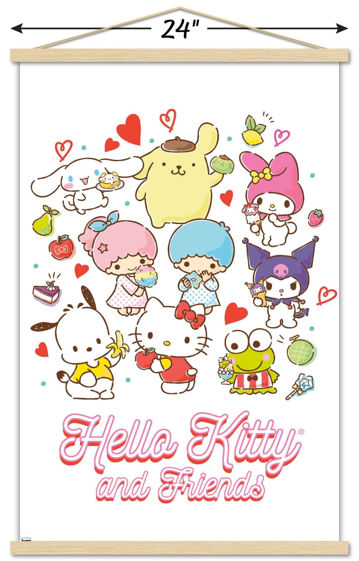 Hello Kitty and Friends - Kawaii Favorite Flavors Wall Poster with Magnetic  Frame, 22.375\, image size:1152x1800