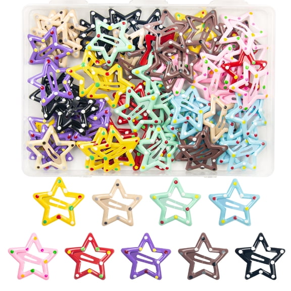 72 Pcs Polka Dots Star Snap Hair Clips for Women Snap Hair Barrettes Double Grip Hair Clips for Women Girls