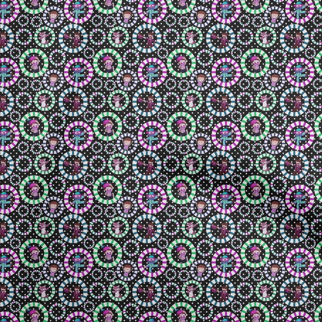 oneOone Cotton Poplin Black Fabric Circus Craft Projects Decor Fabric Printed By The Yard 56 Inch Wide-aB