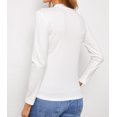 thumbnail image 3 of Women's White Mock Neck Lace Insert Slim Fit Long Sleeve Basic T Shirt, 3 of 7