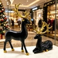 thumbnail image 6 of 2Pcs Christmas Resin Elk Figurines Deer Wine Cabinet Ornaments Lucky- Sitting and Standing Deer Statues Golden Resin Elk Ornaments,Christmas Desktop Decors Christmas New Year Gift (Gold), 6 of 10
