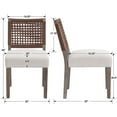 thumbnail image 6 of Guyou Farmhouse Dining Chairs Set of 4, Linen Upholstered Kitchen Chairs with Woven Rope Backrest, Mid Century Modern Solid Wood Side Chairs for Kitchen Dining Room, Beige, 6 of 10