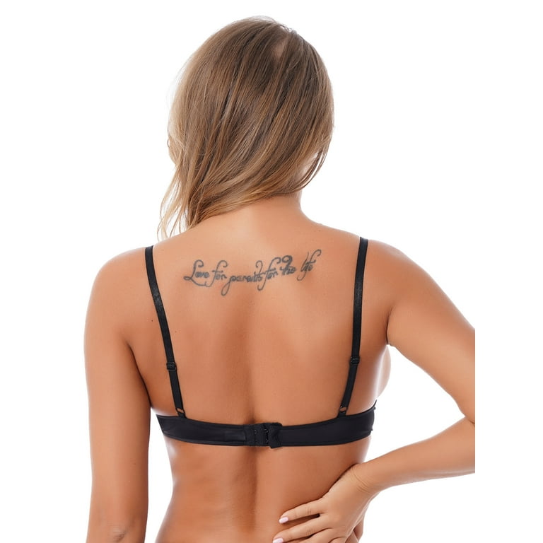 iEFiEL Women Sheer Lace Lingerie Adjustable Shoulder Straps Half Cups  Underwired Bra Tops Black-C XXL