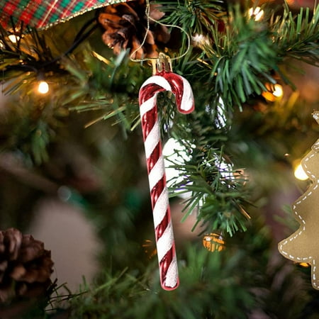 

6Pcs Christmas Crutch Plastic Candy Cane Ornaments Christmas Tree Hanging Pendant for Holiday Party Festival Decor Red