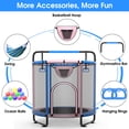 thumbnail image 5 of YORIN Trampoline for Kids, 60'' Mini Trampoline for Toddlers with Swing, Enclosure Net and Basketball Hoop, Indoor/Outdoor Kids Round Trampoline with Adjustable Gymnastics Bars, Gifts for Boys Girls, 5 of 7