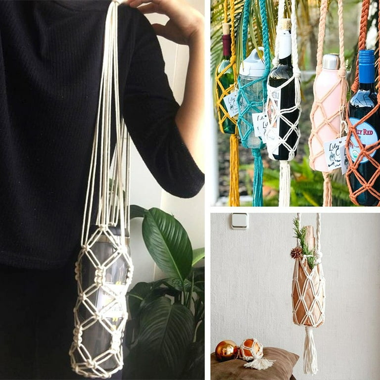 Macrame bottle bag sales
