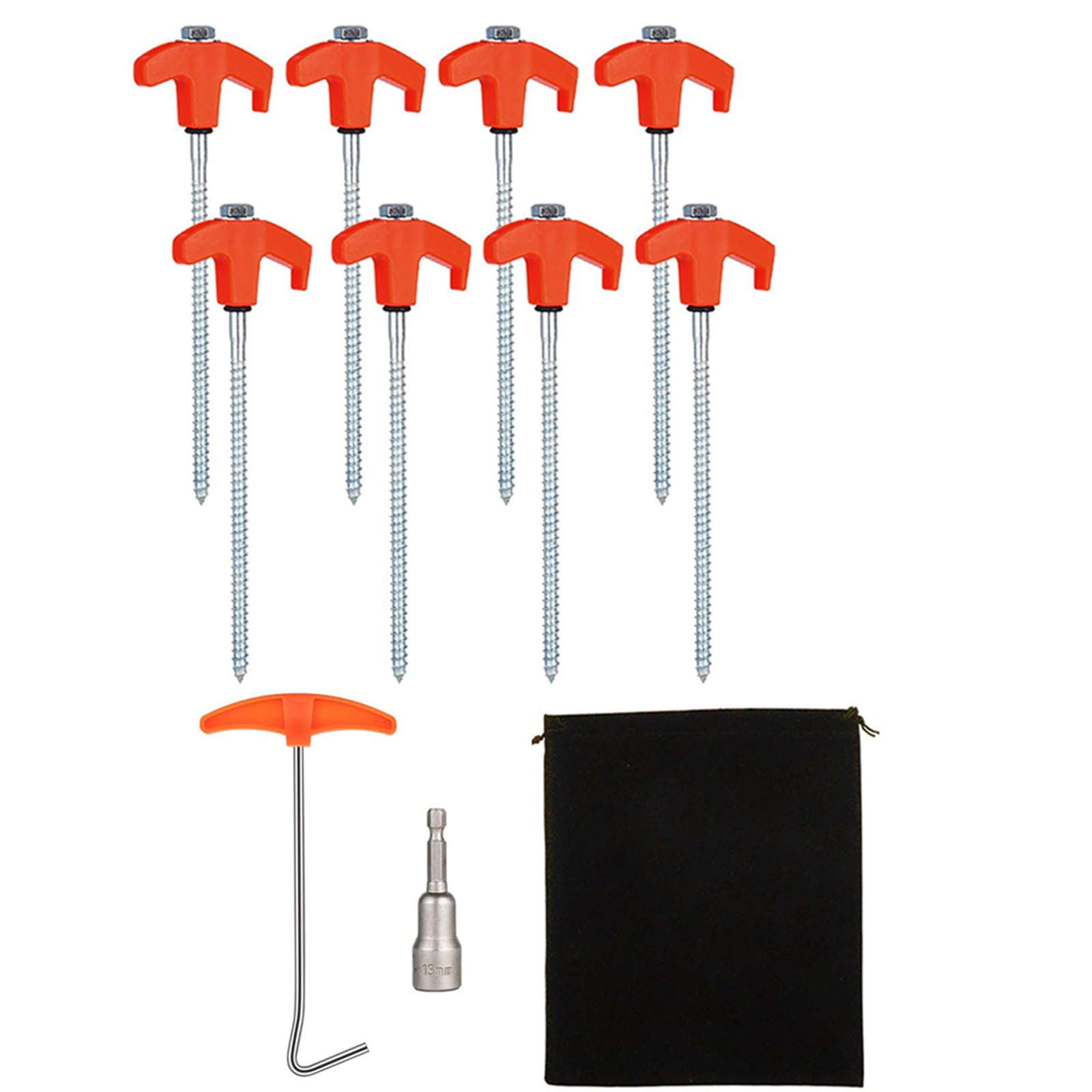 8Pcs Ground Stakes Long Screw Thread Campings Peg Tent Stakes Heavy Dutys Screw Canopies Stakes with Hexagon Socket