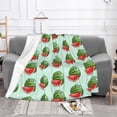 thumbnail image 2 of XMXT Throw Blanket, Green Cartoon Watermelon Machine Washable Blankets for Sofa, 60 x 50 inches Green, 2 of 9