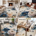 thumbnail image 5 of Area Rug for Living Room, Vintage Blue Floral Non-Slip Indoor Large Carpet for Bedroom/Dining Room, Butterflies Watercolor Flower Tan Washable Low-Profile Rectangle Floor Runner Rugs - 6 x 9 Ft, 5 of 8