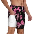 thumbnail image 3 of Picia Girl Butterfly pattern Mens Swim Trunks with Compression Liner Stretch Beach Shorts Quick Dry with Zipper Pockets No-Chafing Board Shorts-Large, 3 of 9