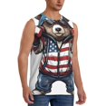 thumbnail image 2 of Balery Patriotic Boxing Bear Art Camisetas sin mangas para hombre, absorbe la humedad y protege contra el mal olor.-Large, 2 of 7