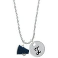 thumbnail image 1 of Delight Jewelry Silvertone Small Navy Blue Megaphone Silvertone Script Initial Disc - I - Charm Necklace, 20"+3", 1 of 4