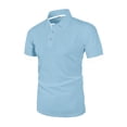 thumbnail image 5 of LTTVQM Mens Polo Shirts Short Sleeve 2026 Summer Casual Golf Shirts Collared Textured Slim Fit Button Men's Polo T Shirts Light Blue 2XL, 5 of 6