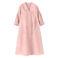 thumbnail image 4 of BUIGTTKLOP Cotton Linen Summer Dresses for Women 3/4 Sleeve Maxi Dresses Casual V Neck A Line Flowy Long Dresses Beach Vacation Clothes, 4 of 6