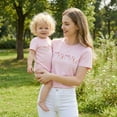thumbnail image 4 of Mommy and Me Matching Outfit Short Sleeve Crew Neck Floral Letter Print Mom Shirt Infant Baby Girl, 4 of 7