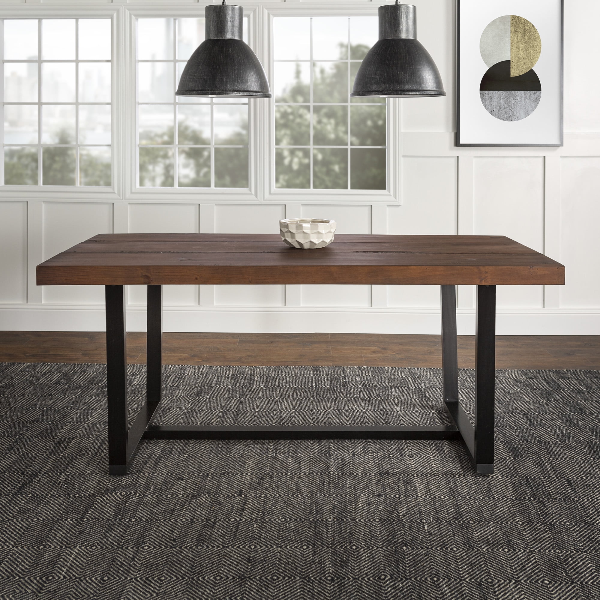 Woven Paths Rustic Farmhouse Solid Wood, Rustic Wooden Dining Tables