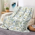 thumbnail image 2 of Spring Floral Throw - Blue & Yellow Watercolor Floral Blanket for Couch Sofa Camping, Farmhouse Cottagecore Flowers Bedding Decor, Soft Warm Flannel Throw for Women Girls, 50X60, 2 of 6