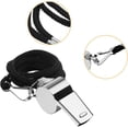 thumbnail image 2 of Paquete de 6 silbatos deportivos de acero inoxidable con cordón, silbatos de sonido fuerte y nítido a granel ideal para entrenadores, árbitros y oficiales, 2 of 5