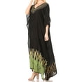 thumbnail image 3 of Sakkas Leonor Women's Boho Casual Long Maxi Caftan Dress Kaftan Cover-up LougeWear - 7-BlackGreen - One Size, 3 of 5
