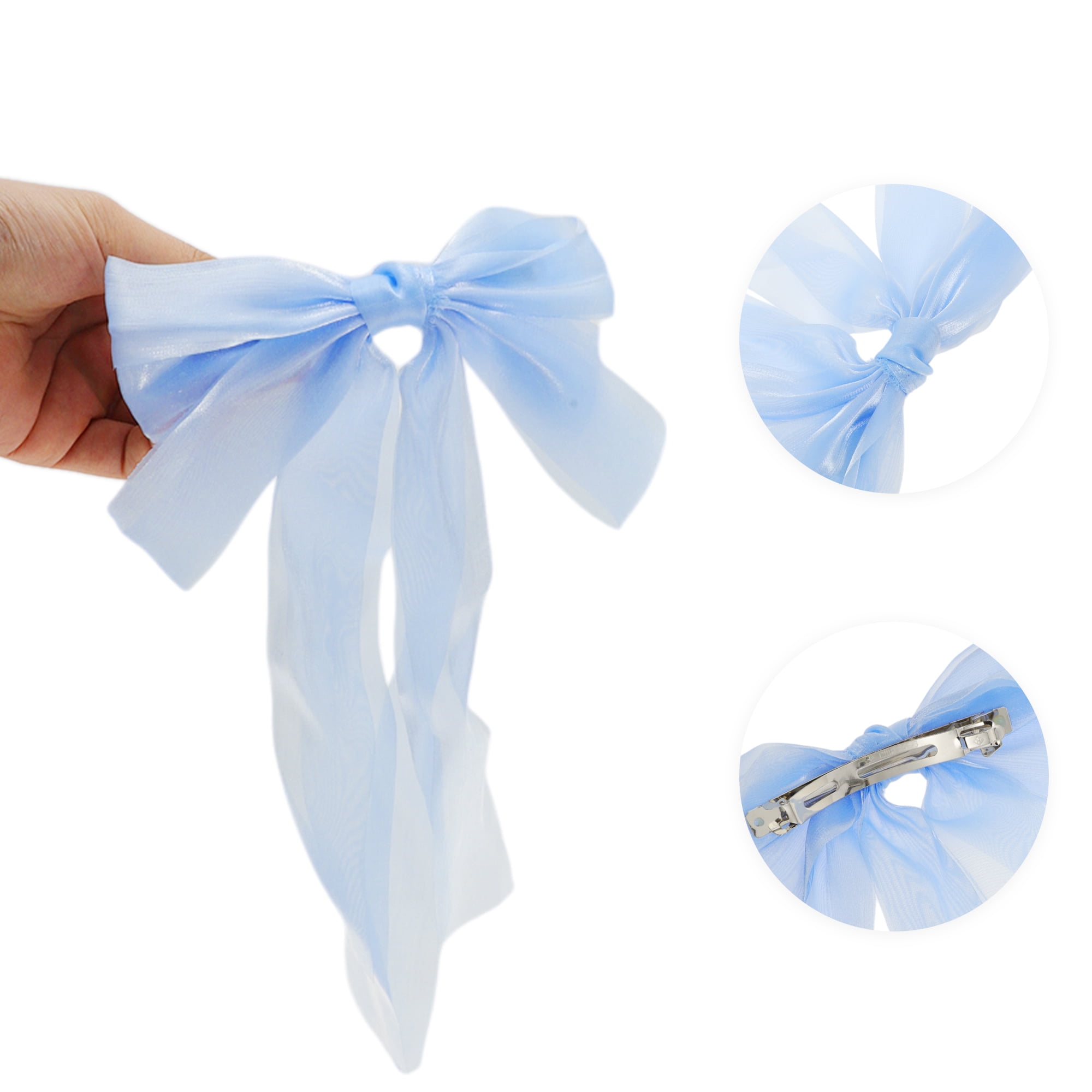 Unique Bargains Fashion Ribbon Bow Hair Clip for Hair Styling and Daily Use - 1 Piece Blue