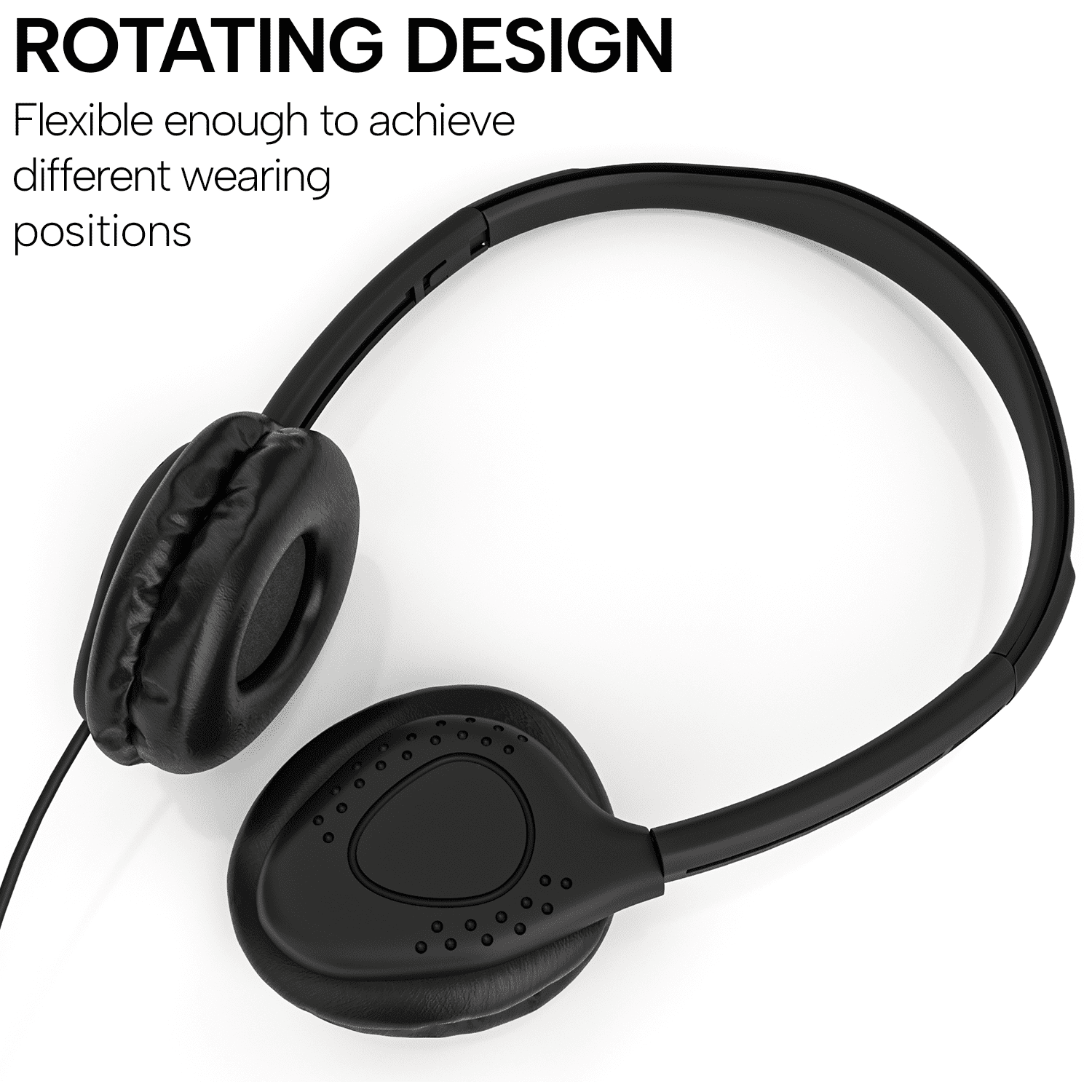 Bulk Classroom Student Headphones with Microphone, On Ear Stereo Headphones with Mic & Faux Leather Cushions for Kids Online Learning, Library, School, Airplane, Travel - 3.5mm Plug - 50 Pack