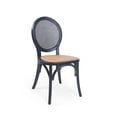 thumbnail image 6 of Vintage Black Rattan Dining Chairs (Set of 2) - Elm Wood Frame, Cane Back, 17.75" Wide, Matte Black, for Kitchen & Dining Room., 6 of 13