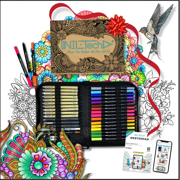 Dual Tip Markers Set - 36 Pcs Art supply, Calligraphy Pen, Bullet Journal, Brush Pens, Adult Coloring