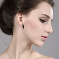 thumbnail image 2 of Gem Stone King 18K Yellow Gold Plated Silver Black Onyx and Hoop Earrings for Women | 2.20 Cttw | Gemstone December Birthstone | Round 4MM, 2 of 4