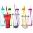 thumbnail image 2 of 30-Pack Reusable Plastic Drinking Straws, 10.5 inches Long Colored Tumbler Replacement Straws with Cleaning Brush, 2 of 9
