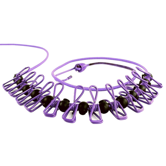 Soidarity Tendedero de ropa a prueba de viento para interiores y exteriores, tendedero elástico para ropa con clavijas, herramienta para colgar, carpas Violeta Soidarity OD023674-02